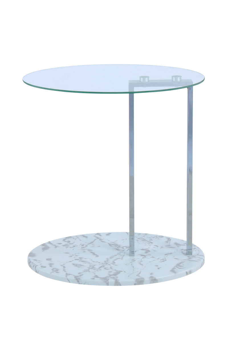 Beistelltisch Couchtisch Glas Platte Oval Marmor Fuß Weiß